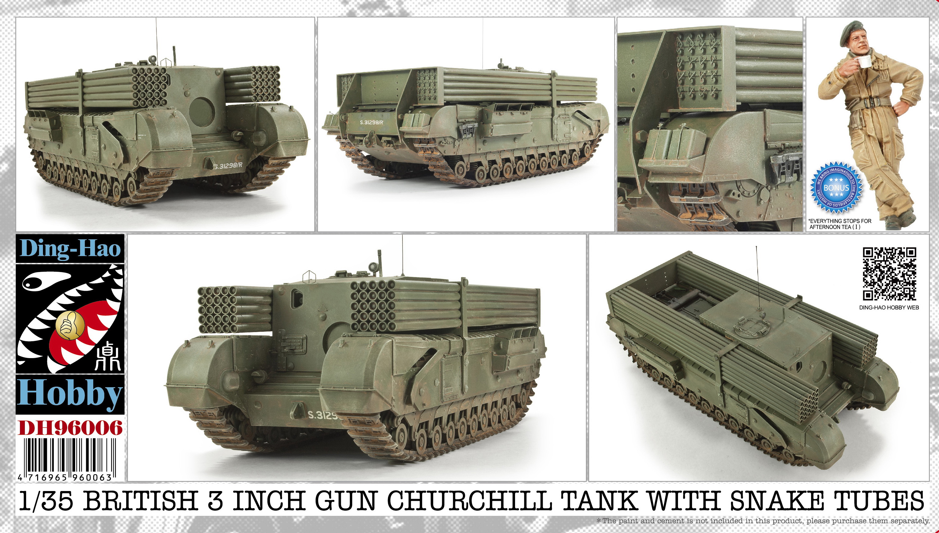 DH96006 British 3 Inch Gun Churchill Tank with Snake Launcher