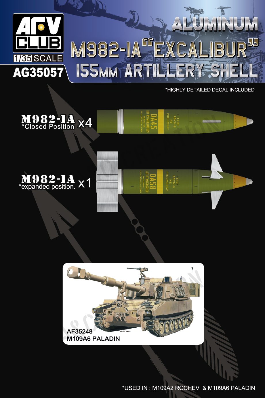 AG35057 M982-1A Excalibur 155mm Artillery Shell
